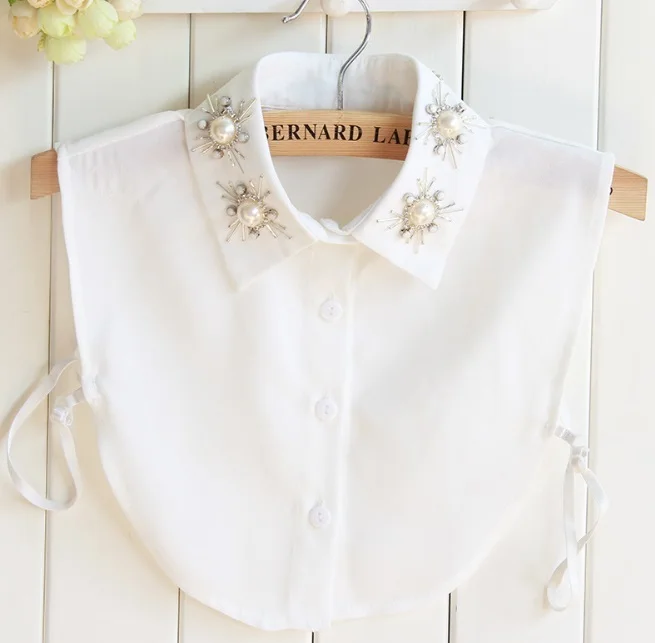 Съемный Однотонный свитер с большими жемчужинами искусственный воротник