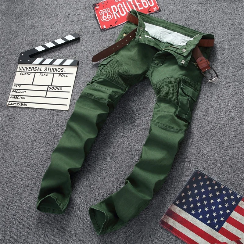 Мотоцикл Для мужчин Джинсы для женщин Rap Байкер проблемных Тощий Классический Slim