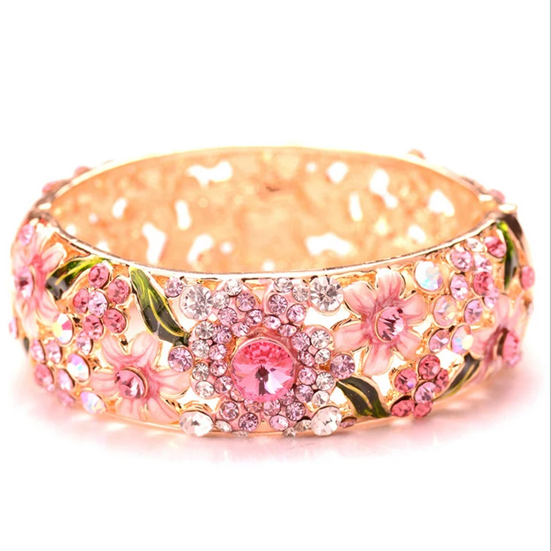 Новый роскошный браслет в стиле ретро с изображением благородных пустотелых роз