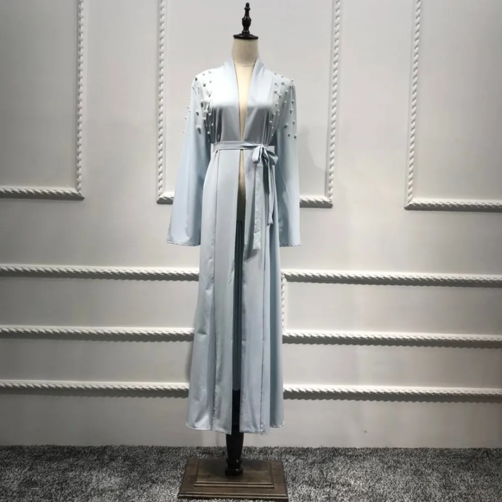 Мусульманское платье с бусинами кардиган туника длинный халат кимоно Jubah Ramadan tobe
