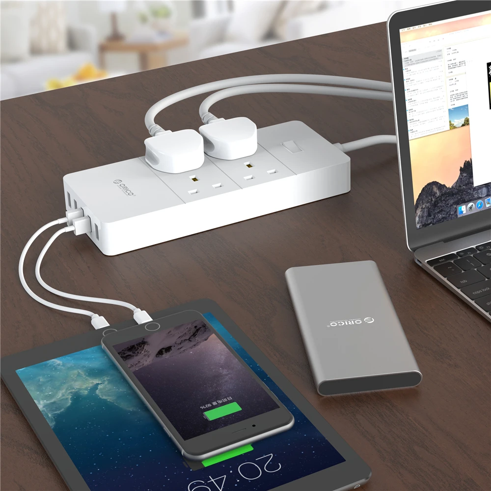 ORICO USB power Strip UK Plug 4 6 8 AC штепсельная розетка 5 USB порт, защищенный от перенапряжения удлинитель для адаптера 1,5 м кабель питания