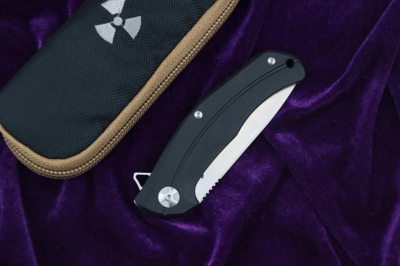 Складной нож LEMIFSHE JK3215BG Flippre лезвие D2 титановый метеорит ручка с узором кухонные