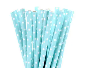 25 шт./лот светло розовые синие бумажные соломинки для напитков Детский праздник