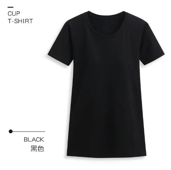 

Fdfklak Bra-padded t shirt female slim short cotton top large size women t shirts bottoming shirt new summer lady tshirt
