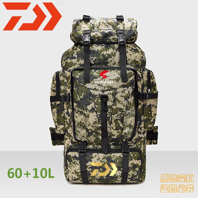 

2019 Daiwa Fishing Backpack 70L Hunting Camping Rucksack Mountaineering Unisex Travel Outdoor DAWA Fishing Multi-pocket Backpack