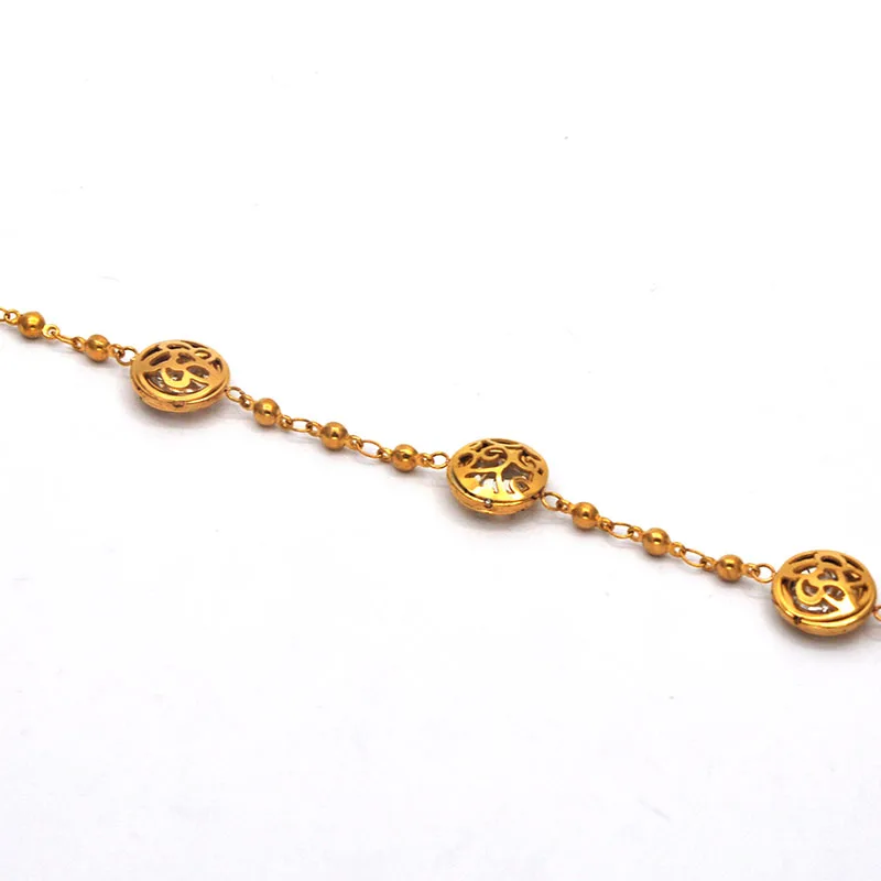 stainless steel gold bracelets round engraved hollow out flower for women Br0411163 | Bracelets