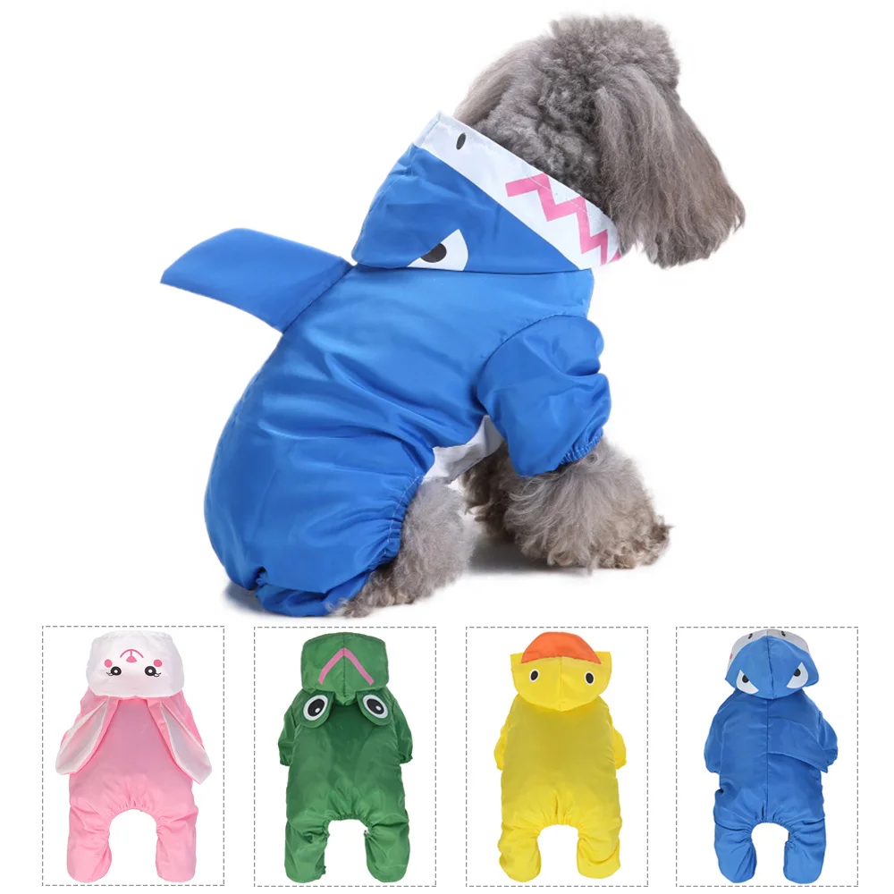 Дождевик для собак кошек водонепроницаемая одежда с капюшоном Акула кролик