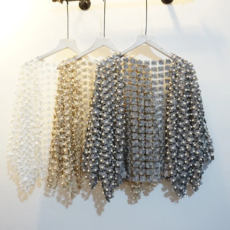 Пальто кардиган с рукавами три четверти и бусинами A566 Новинка лета 2019|Женские