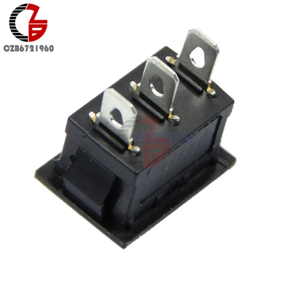 5 шт. AC 6A/250V 10A/125V 3 изоляционный контактный зажим оснастки ВКЛ-ВЫКЛ черный желобковый выключатель рокера