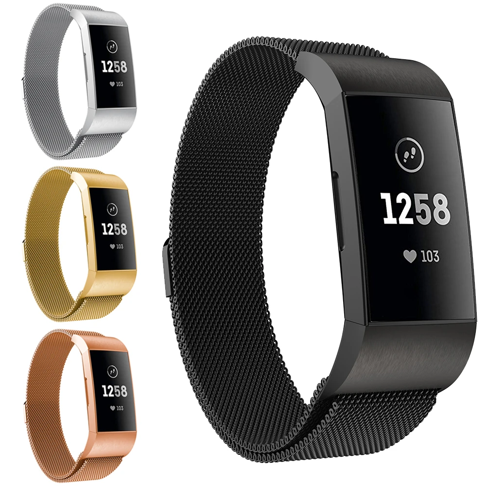 Для Fitbit Charge 3 сменный магнитный ремешок с петлей из нержавеющей стали