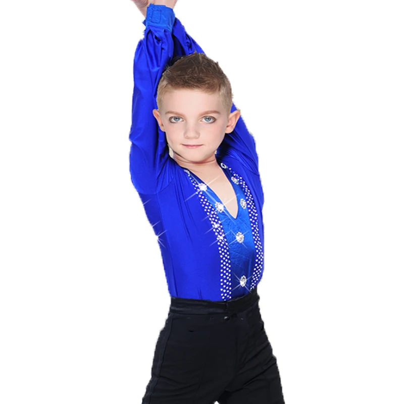 

2018 Ballroom Latin Dance Shirts Men boys Kids Children Clothes For Salsa Samba Adult Competition Performance Clothing DN1580