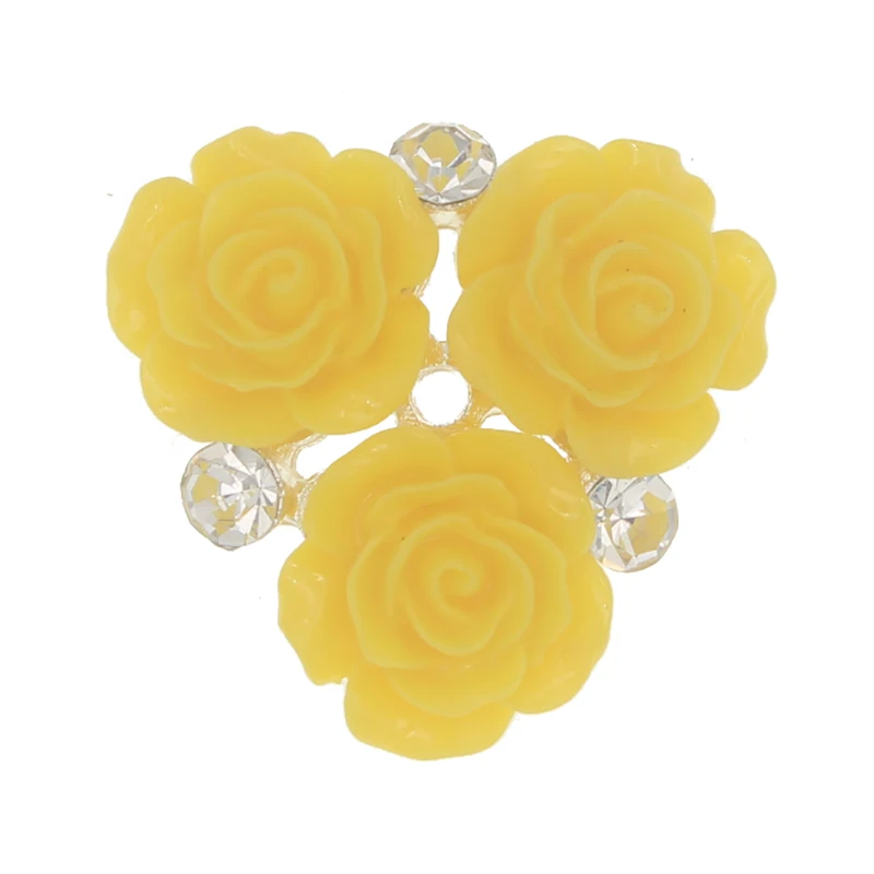 Yellow flower 10 шт. 28 мм Стразы в виде цветов, пуговицы из смолы, розовая кнопка, камни и кристаллы, ювелирные изделия, Пришивные акриловые драгоценные камни, аппликация из страз - Цвет: Yellow flower
