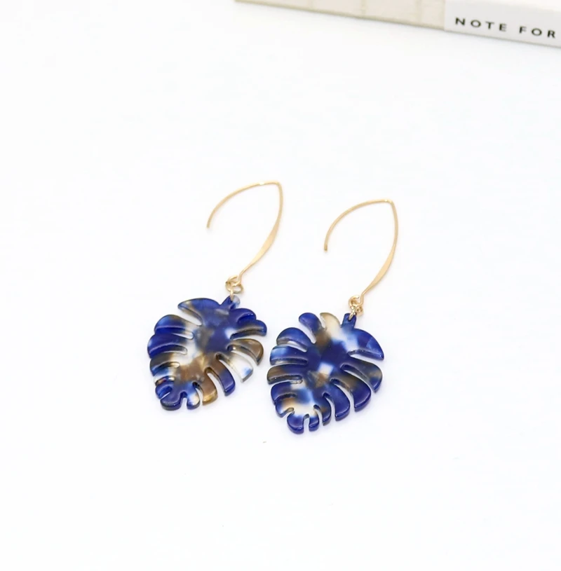 2018 New Fashion leaf leopard Colored copper ear hook resin Drop Earrings For Women | Украшения и аксессуары