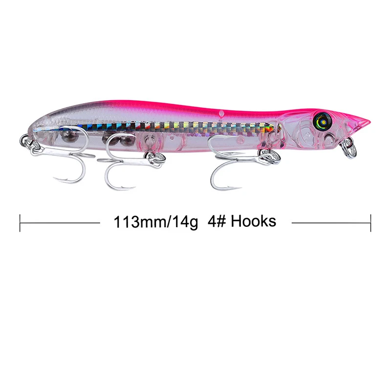 1pcs Topwater Snake Head Popper Fishing Lure 113mm 14g Plastic Hard Baits Lure Fishing Iscas Artificial Para Pesca