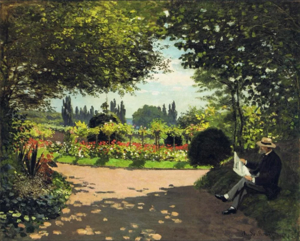 

High quality Oil painting Canvas Reproductions Adolphe Monet Reading in the Garden (1866) By Claude Monet hand painted
