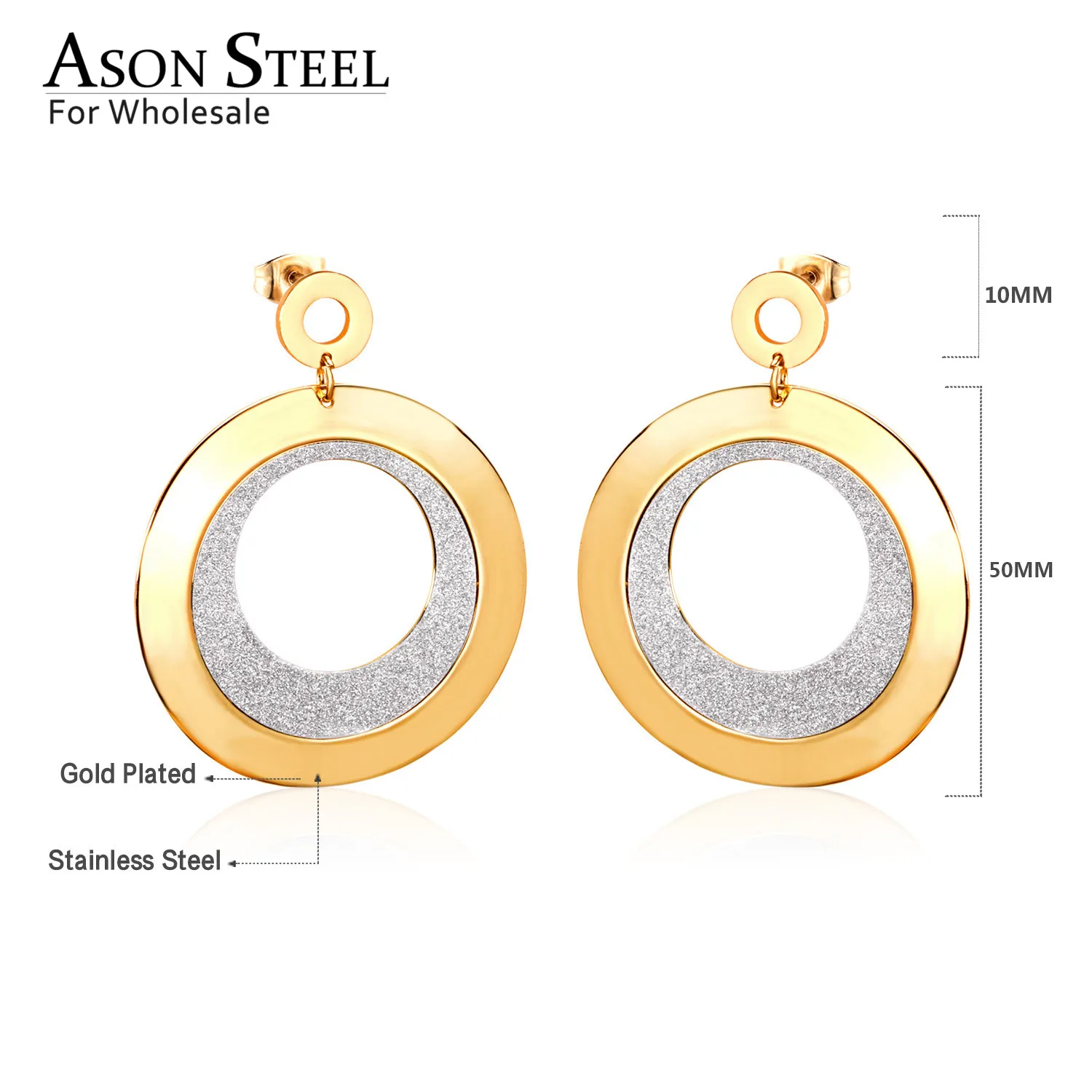ASONSTEEL Gold Earrings Stainless Steel Hollow Out Round Dangle Collier 2019 New Trendy Accessories Brinco Party | Украшения и