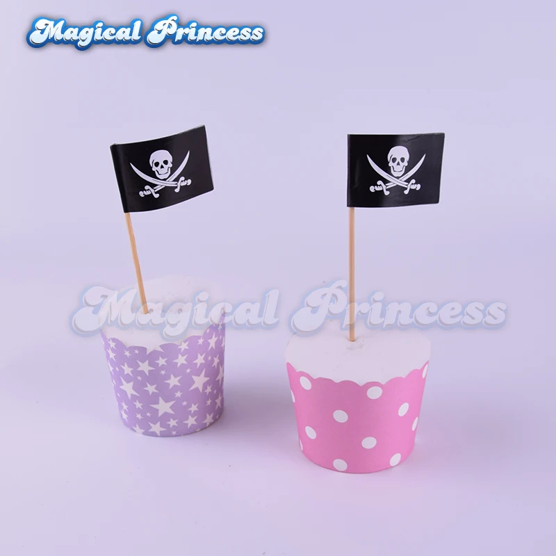 24pcs Pirate Flags for Cake Topper Skull Decoration Birthday Party Supplies | Дом и сад