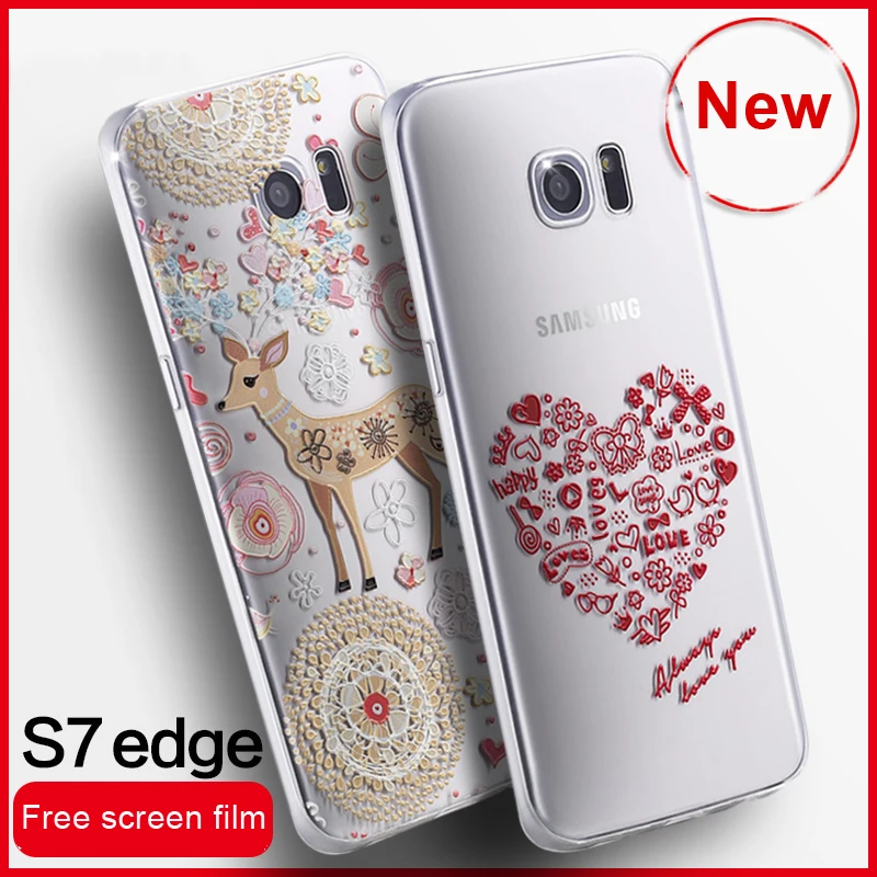 Силиконовый чехол Vpower 3d с милым рельефным рисунком для samsung galaxy s7 / edge мягкий