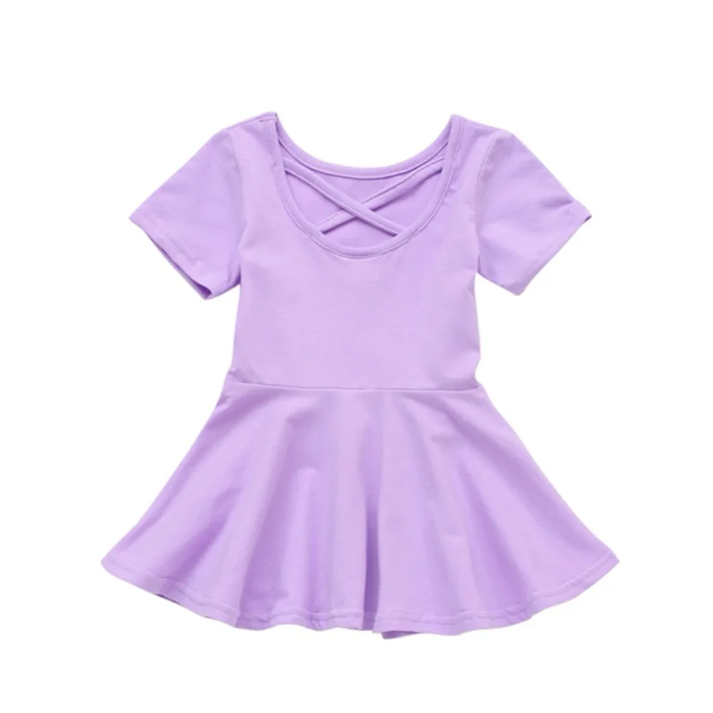 Baby Toddler Girl Short Sleeve Solid Color Casual Dress Summer Girls Dresses Newest | Детская одежда и обувь