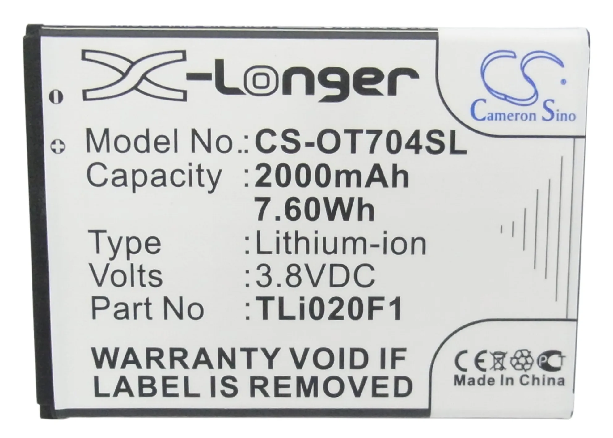 Аккумулятор Cameron Sino TLi019B1 TLi019B2 TLi020F1 TLi020G1 для TCL/Alcatel A450TL J720 J720T J726T J730U J736L