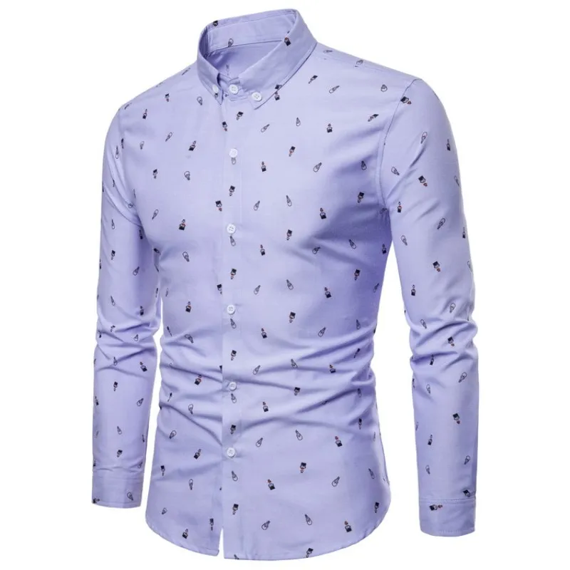2018 г. модные брендовые Для мужчин одежда Slim Fit рубашка с длинными рукавами в