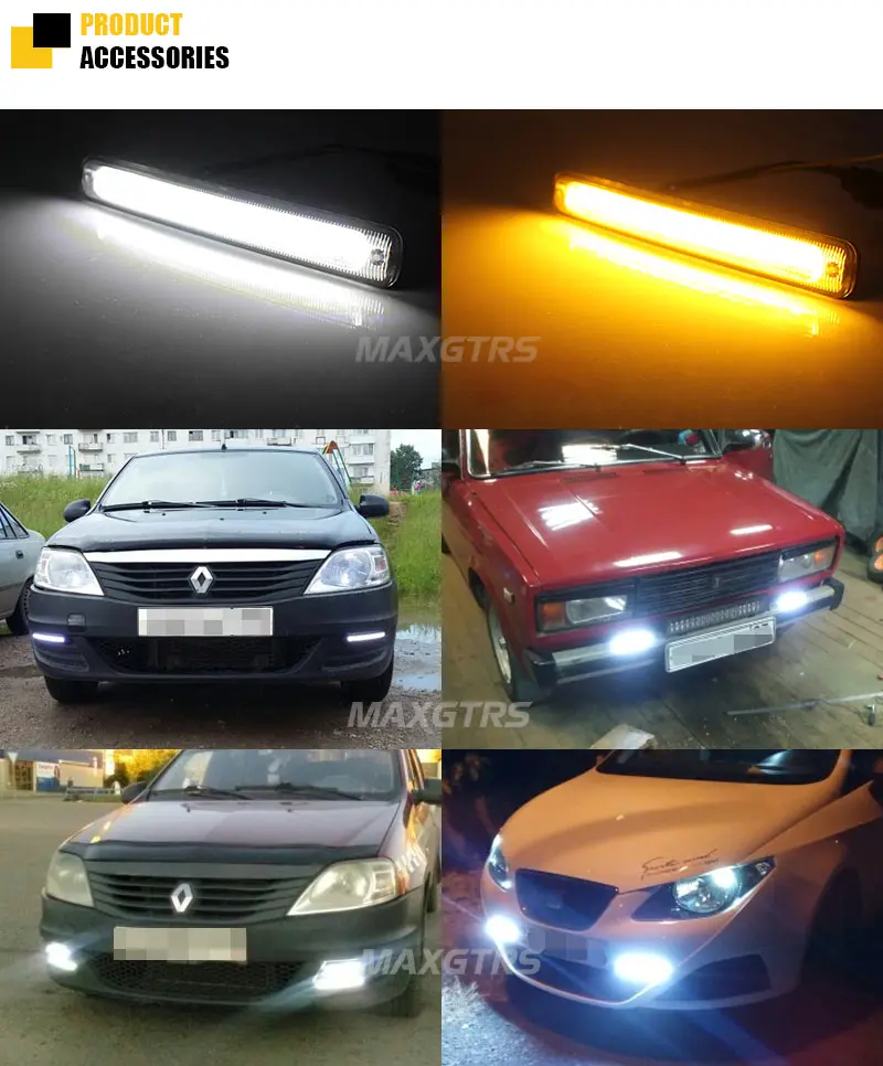 MAXGTRS 1 комплект водонепроницаемый автомобиль высокой мощности 36smd 2835 Светодиодный дневные ходовые огни с янтарным поворотом 12В ксенон белый DRL