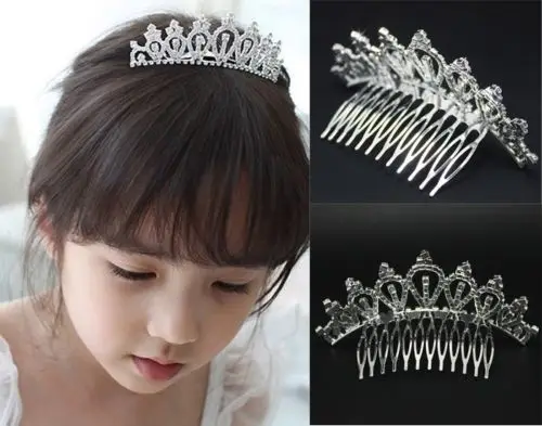 Retro Classic Romantic Headwear Baby Girl Kid Rhinestone Crown Bridal Tiara Hair Comb Wedding Birthday Party Princess Costume | Детская