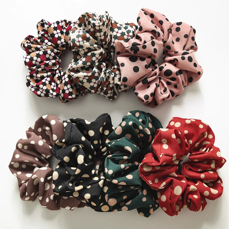 

Dot Scrunchies Women Hair Ties Elastic Hair Bands Girls Headdress Stretchy Ponytail Holder Summer Scrunchy Print Gumki Do Wlosow