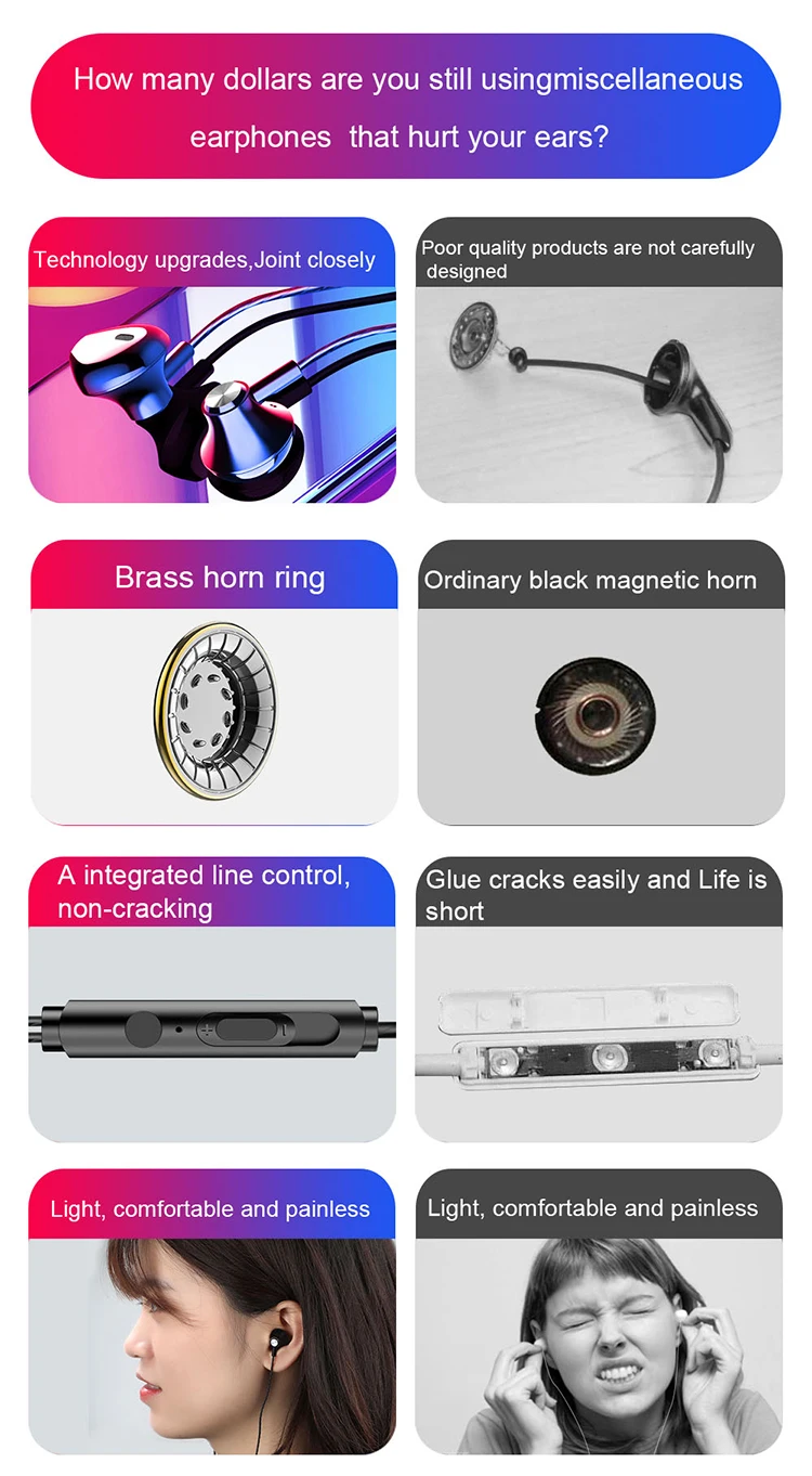 Проводные наушники, наушники-вкладыши, стерео наушники с басами для IPhone 7, samsung, Xiaomi, huawei, Спортивная игровая гарнитура с микрофоном