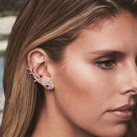 be 8 new aaa cz geometric design single ear cuff fashion personality clip earrings female graceful clip on earrings e788