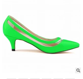 Green Heel Loslandifen/женские туфли на высоком каблуке; женские офисные туфли-лодочки на шпильке с острым носком; женские туфли на каблуке с вырезами; Eourpean; женская пикантная обувь ярких цветов - Цвет: Green Heel