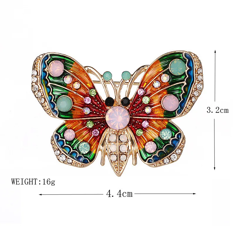 RHao Colorful Enamel pins Butterfly Brooches for Women Coat Dress Corsage brooch Rhinestone Flying Insect Brooch gifts | Украшения и