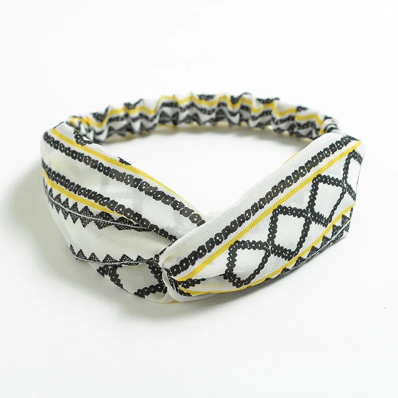 Модные богемные женские повязки на голову с перекрестным узлом ремешки для волос