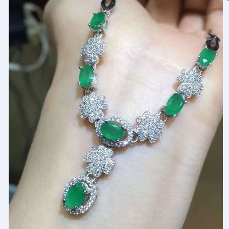 Ожерелье Qi Xuan_Fashion jewelry_колумбийский зеленый камень модное ожерелье_ Твердый Шелковый кулон ожерелье_ Прямая с фабрики