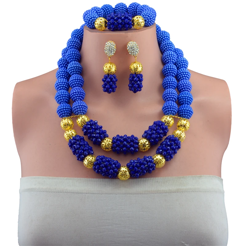 Модные африканские бусины ручной работы ювелирный набор голубые Кристальные