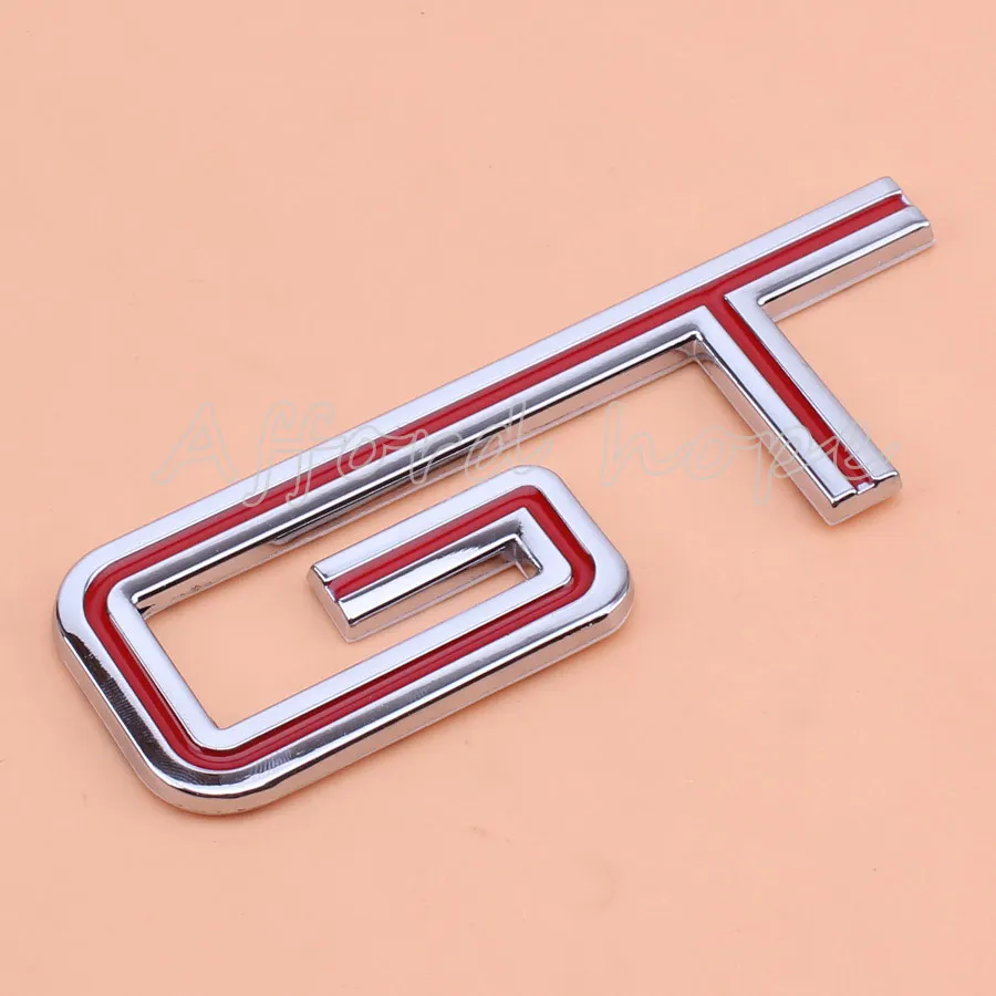 3D Refitting Metal Vehicle Trunk Motorcycle Car GT Logo Sticker Badge Emblem Decal Chrome+Red Universal For GT500 | Автомобили и
