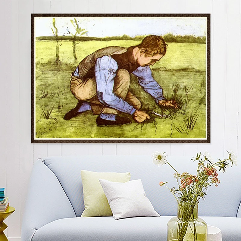 A Man Who Cuts Grass With a Sickle 5D DIY Diamond Painting Full Square Embroidery Mosaic Rhinestones for Needlework | Дом и сад