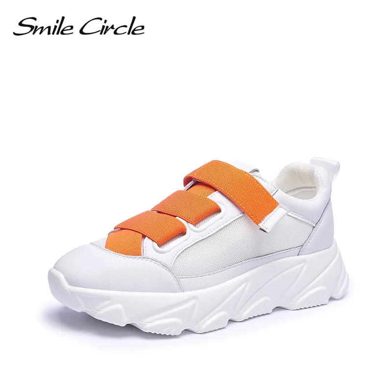 Smile Circle/2019 г. весенняя обувь на массивном каблуке женские кроссовки плоская