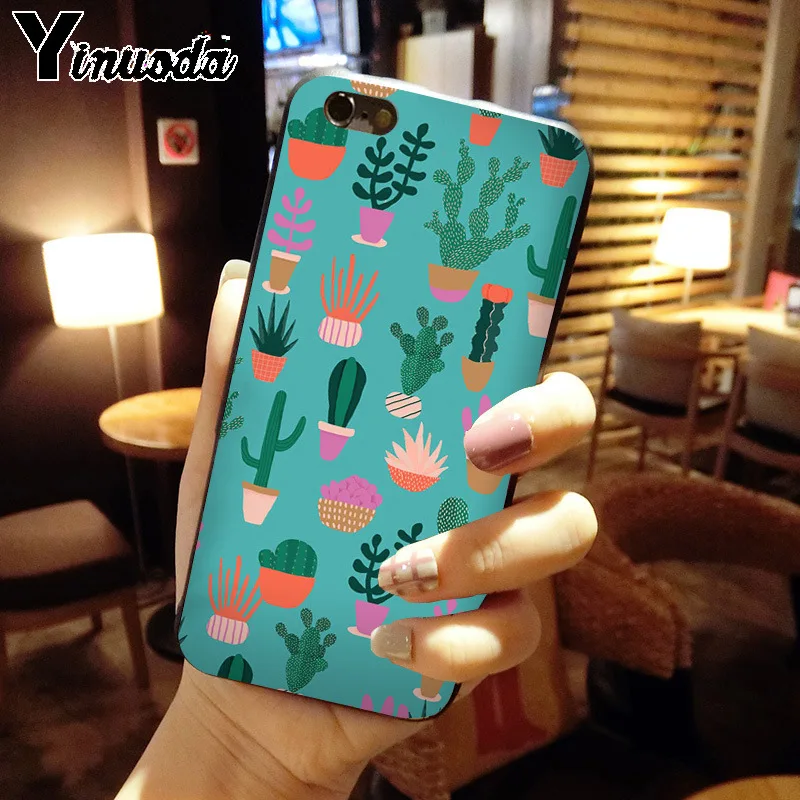 Высококачественный чехол для телефона Yinuoda green cactus plant iPhone 6S 6plus 7 7plus 8 8Plus X Xs MAX 5 5S XR |