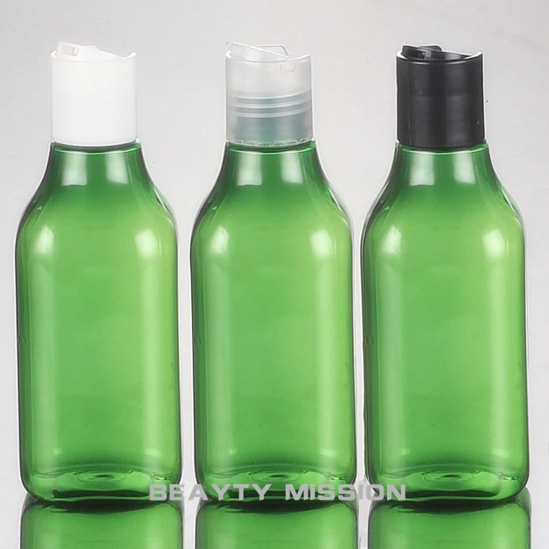 

BEAUTY MISSION 24 pcs 200ml disc cap lotion green bottle Empty Travel Perfume Bottles Disc cap Shampoo PET Refillable Bottle
