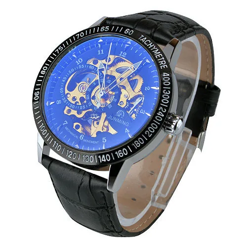 Selling new JUNMING luxury of CTT hollow out mechanical watch fashion men's leather the man best gift relogio | Наручные часы