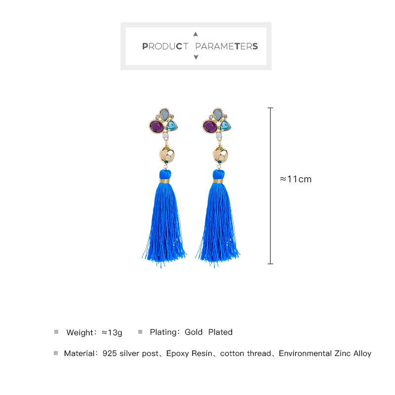 KISS ME Women Tassel Earrings Bohemian New Blue Cotton Thread Fringe Long Drop Ethnic Jewelry | Украшения и аксессуары