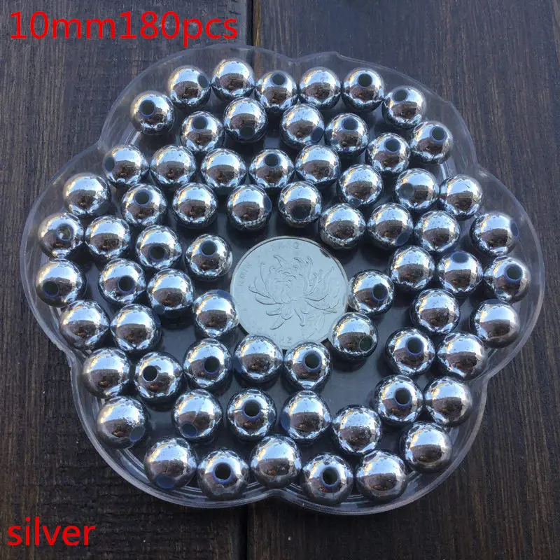 10mm 90pcs 50 грамм 4 6 8 до 10 мм Золотые/серебряные ювелирные изделия имитация жемчуга интервальные шарики ювелирные изделия DIY ожерелье браслет - Цвет: 10mm 90pcs