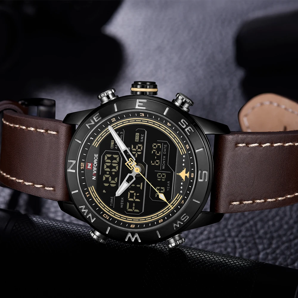 Часы наручные NAVIFORCE Мужские кварцевые роскошные Брендовые спортивные