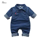 Детский джинсовый комбинезон, с длинным рукавом, с карманами, на лето, 2019