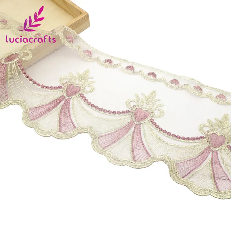 Style 1 19.5cm Lucia crafts 1 ярд/лот мульти размер цветок вышитая Сетка кружево отделка ленты DIY Швейные тканевые аксессуары к одежде R0104 - Цвет: Style 1 19.5cm