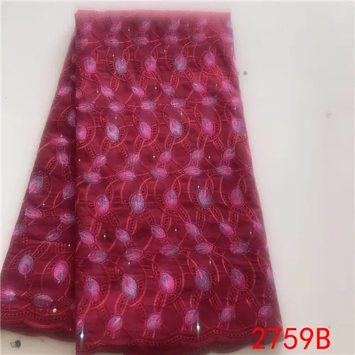 Picture 5 Синяя африканская швейцарская вуаль кружева, нигерийская кружевная ткань высокого качества, новое французское хлопчатобумажное кружево с камнями для женщин KS2759B - Color: Picture 5