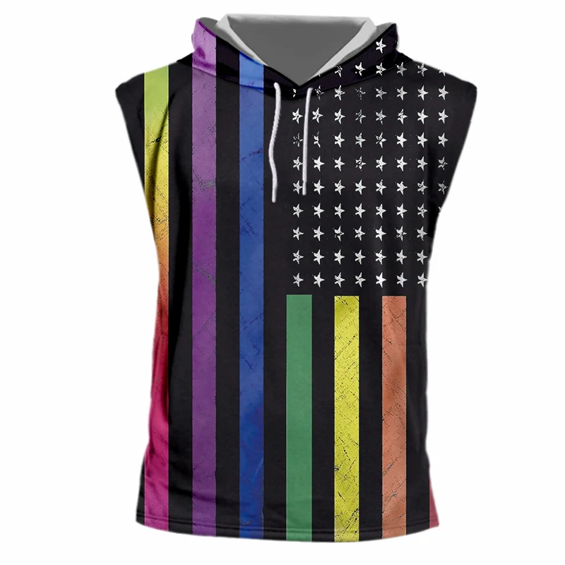 Новый летний спортивный костюм OGKB топ в полоску с 3D капюшоном и принтом