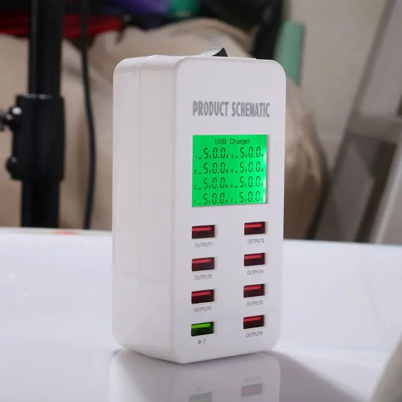 Зарядная Станция qiang 8-портовая Быстрая зарядка USB с ЖК-дисплеем многопортовая для