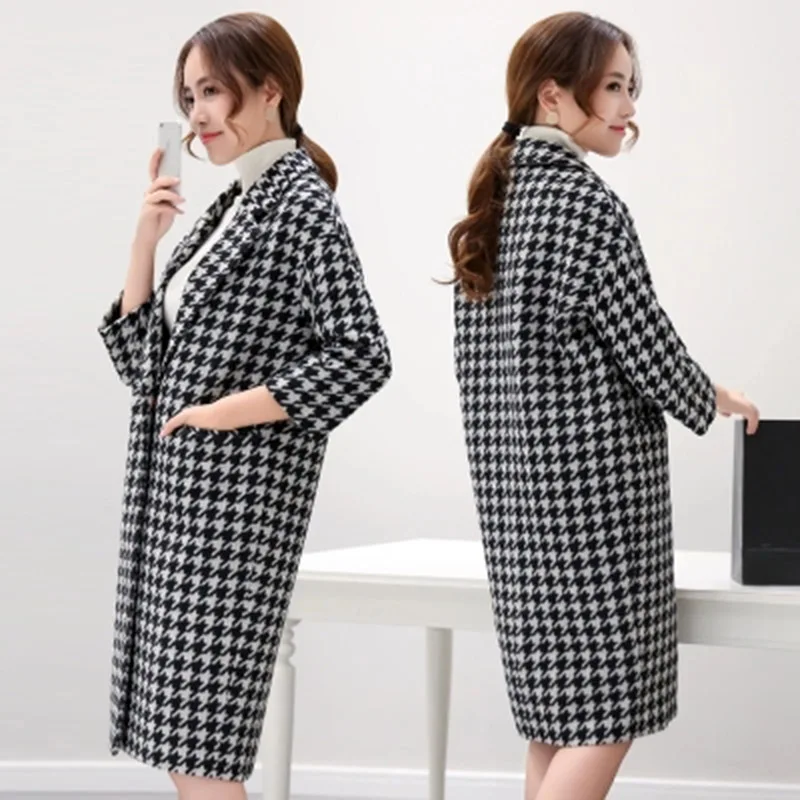 Женское шерстяное пальто длинное с отворотом в Корейском стиле 2019|women overcoat|women